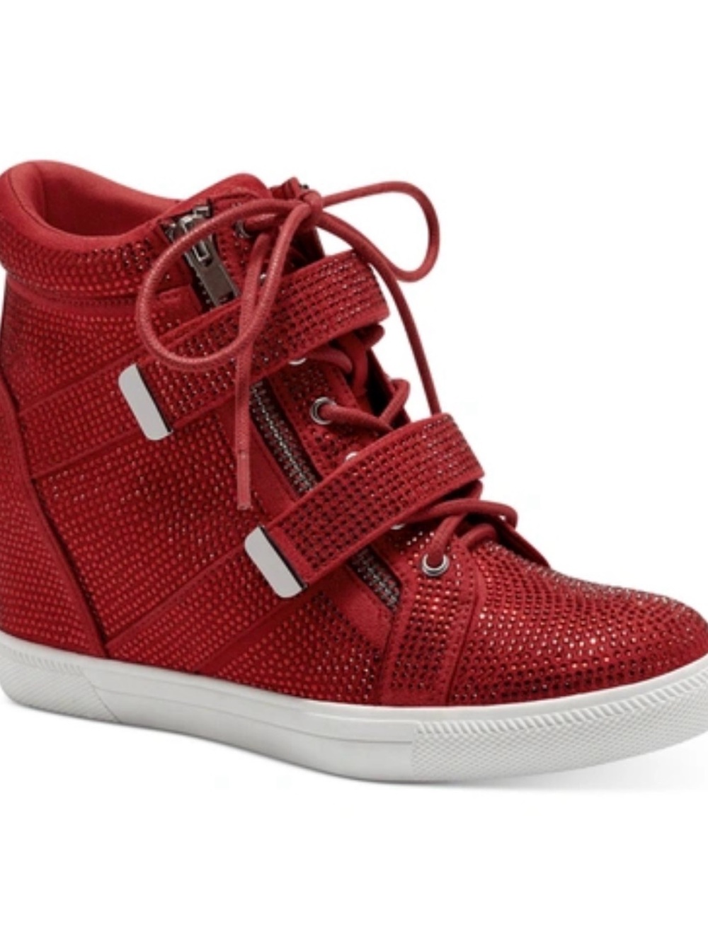 I.N.C Women's Debby Wedge Sneakers Red Rhinestone Detail